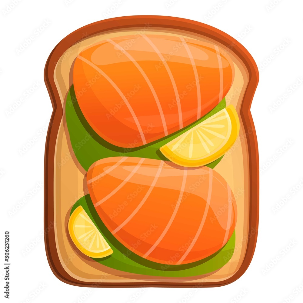 Poster lemon salmon toast icon. cartoon of lemon salmon toast vector icon for web design isolated on white 