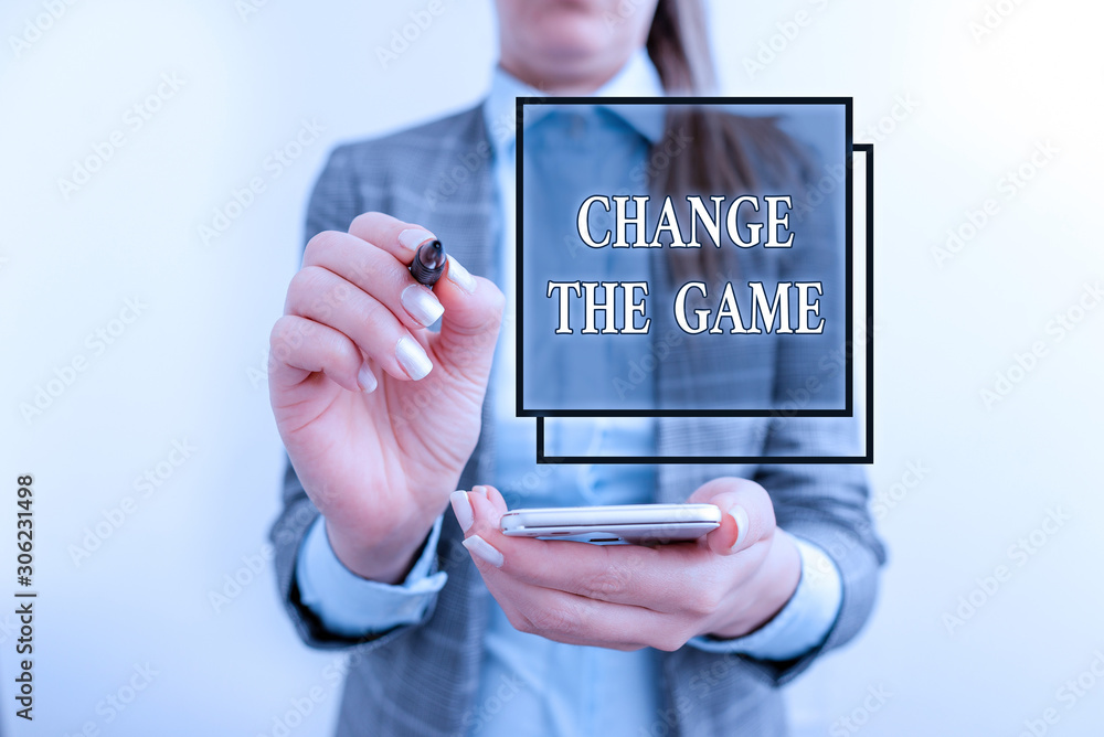 Poster handwriting text writing change the game. conceptual photo make a movement do something different ne