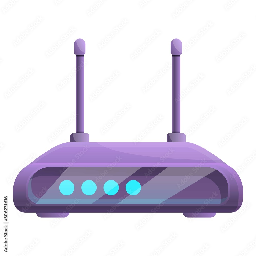 Poster purple router icon. cartoon of purple router vector icon for web design isolated on white background