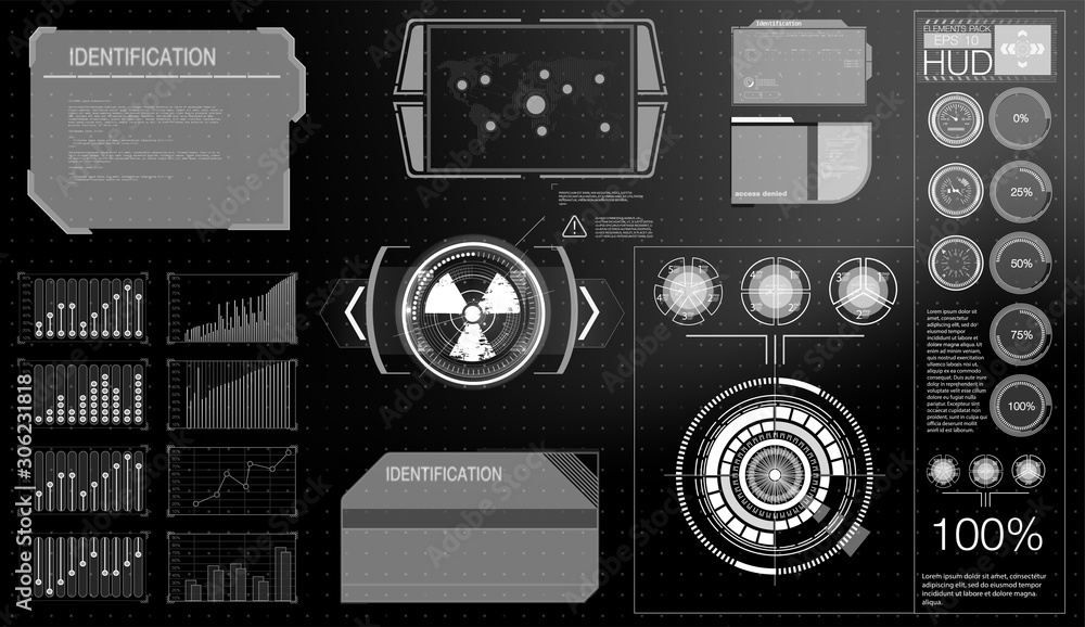 Aufkleber futuristic technology hud screen. tactical view sci-fi vr dislpay. hud ui. futuristic vr head-up dis