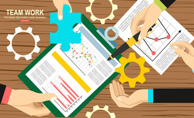 Flat design illustration concepts for business analysis and planning, consulting, team work, project management, financial report and strategy .