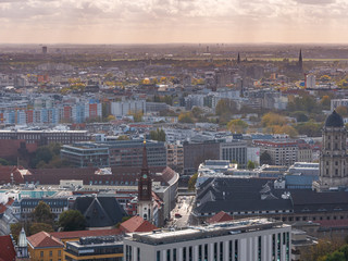 View to the Berlin City Shape with moving clouds