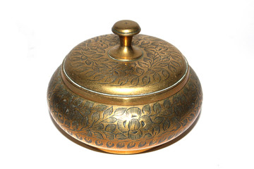 Eastern Brass or Copper Bowl Pot on White Background