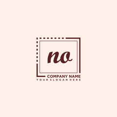 NO Initial handwriting logo concept, with line box template vector
