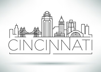 Minimal Cincinnati City Linear Skyline with Typographic Design