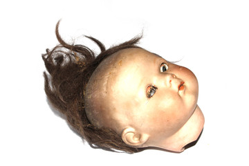 Weird Freaky Toy Doll Parts on White Background