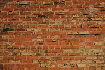 Old red brick wall. Grunge red vintage background.	