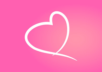 White Heart Outline Icon. Hand Drawn Vector. Chalk Heart Isolated On Pink Background. Heart Frame For Love Symbol,Logo And Valentine's Day.Creative Art Sketch.Modern Outline Shape, Vector Illustration