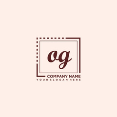 OG Initial handwriting logo concept, with line box template vector