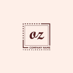 OZ Initial handwriting logo concept, with line box template vector