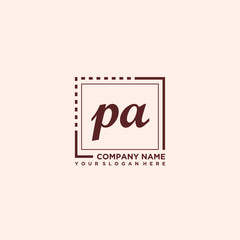 PA Initial handwriting logo concept, with line box template vector