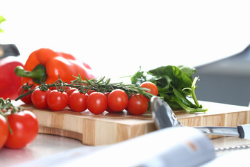 Fresh Small Tomato Cherry Cutting Board Photo
