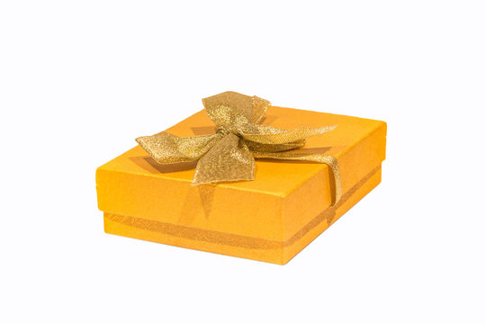 Gift Yellow Box On A White Background