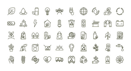 environment ecology icons collection line