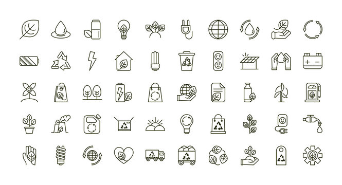 Environment Ecology Icons Collection Line