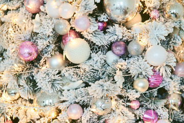 Fototapeta premium Christmas tree with New Year s balls and a garland.