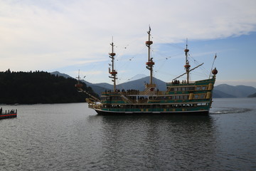 Touristic pirate boat in Hakone lake, Japan