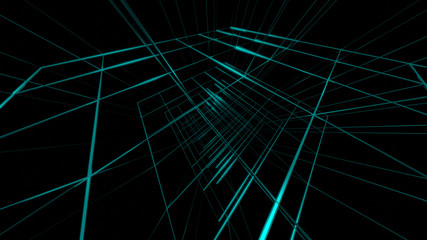 abstract background, light green futuristic architecture concept thin geometrical lines, creating space subdivisions. white background 3d illustration