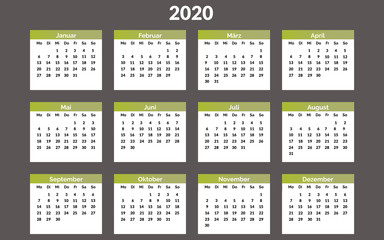 Kalender, Jahresplaner 2020
