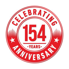 154 years anniversary celebration logo template. One hundred fifty four years vector and illustration.