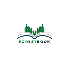 Forest book logo design illustration vector template