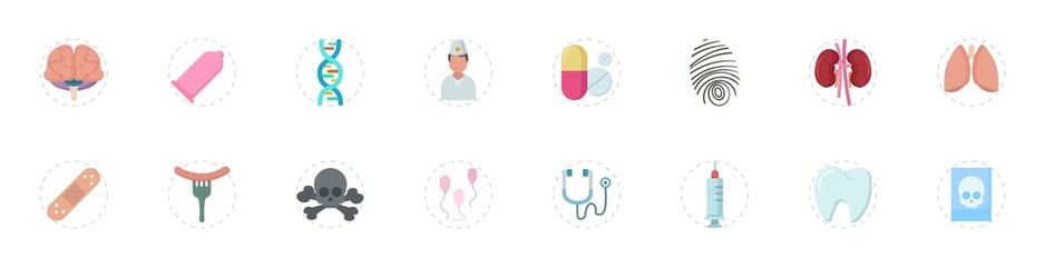 medical colorful vector flat icon set for mobile concept and web apps design.