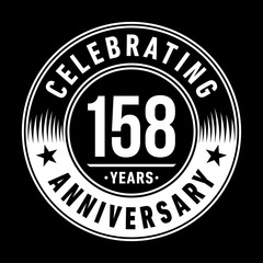 158 years anniversary celebration logo template. One hundred fifty eight years vector and illustration.