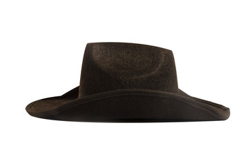 Black cowboy hat isolated on white background.