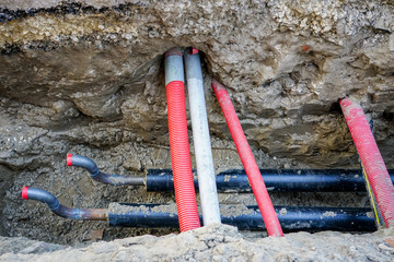 replacement of underground district heating pipes on city street