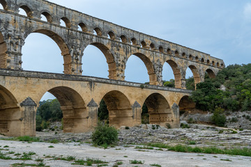 Fototapeta premium Pont du Gard is the tallest aqueduct and bridge built in Europe by the Romans, Provence, France