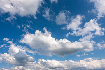 Beautiful blue sky with white many clouds