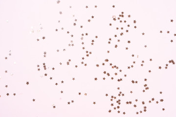 Christmas flat lay scene with golden decorations