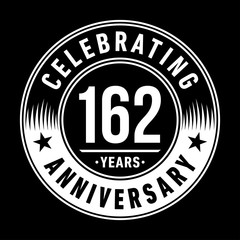 162 years anniversary celebration logo template. One hundred sixty two years vector and illustration.