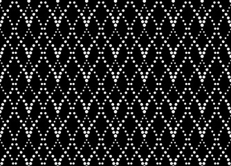 The geometric pattern with wavy lines, points. Seamless vector background. White and black texture. Simple lattice graphic design