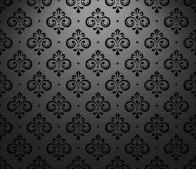 Obraz na płótnie Canvas Wallpaper in the style of Baroque. Seamless vector background. Black floral ornament. Graphic pattern for fabric, wallpaper, packaging. Ornate Damask flower ornament