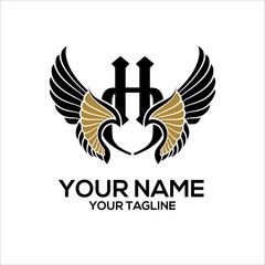 initial H wings vector logo