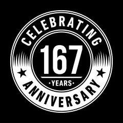 167 years anniversary celebration logo template. One hundred sixty seven years vector and illustration.