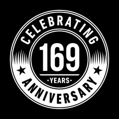 169 years anniversary celebration logo template. One hundred sixty nine years vector and illustration.