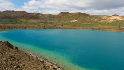 Beautiful lake Kleifarvatn in the south of Iceland, at the geothermal area