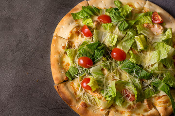 pizza with cheese and tomatoes