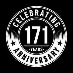 171 years anniversary celebration logo template. One hundred seventy one years vector and illustration.