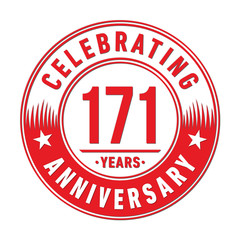 171 years anniversary celebration logo template. One hundred seventy one years vector and illustration.