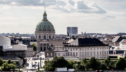 Fototapeta na wymiar Copenhagen, Denmark, Marble Church, Amalienborg Castle