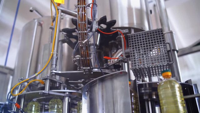 Factory production equipment. Industrial equipment for sunflower oil production