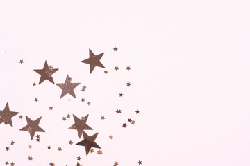 Christmas flat lay scene with golden decorations