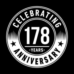 178 years anniversary celebration logo template. One hundred seventy eight years vector and illustration.