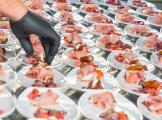 starter plate with ham and vegetables
