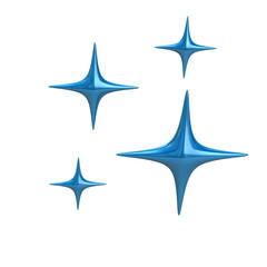 Blue sparkle stars icon 3d illustration