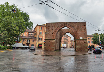 Ancient gate Porta Maggiore in Bologna, Italy. © Panama