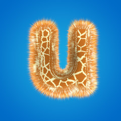 Giraffe 3d typography isolated on background. Animal alphabet 3d rendering  decorative wild zoo conceptual.